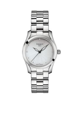 Tissot Women's Stainless Steel T-Lady T-Wave Diamond-Accent Bracelet Watch -  5400338T1122101103600