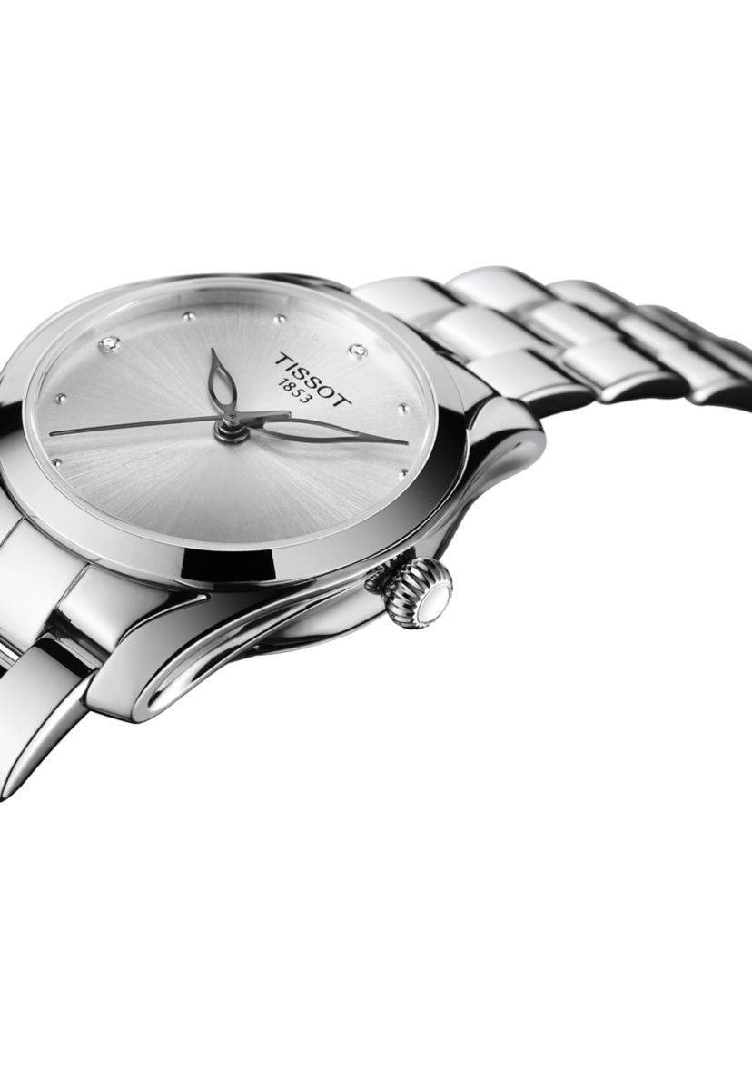 Stainless Steel T-Lady T-Wave Diamond-Accent Bracelet Watch 