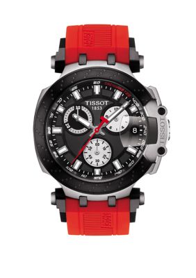 Tissot Men's T Race Chronograph Stainless Steel Silicone Watch, Red -  7611608286838