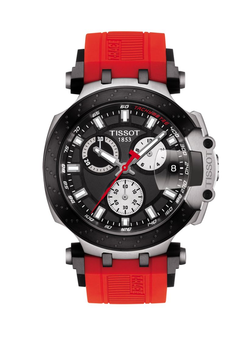 Mens T Race Chronograph Stainless Steel Silicone Watch