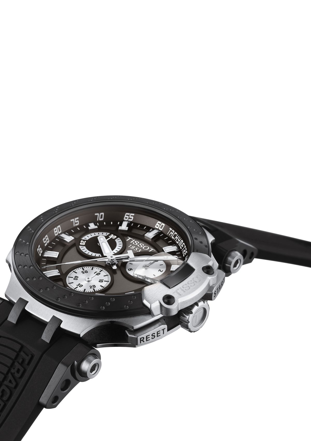 Mens Swiss Chronograph T Sport T Race Black Silicone Strap Watch 