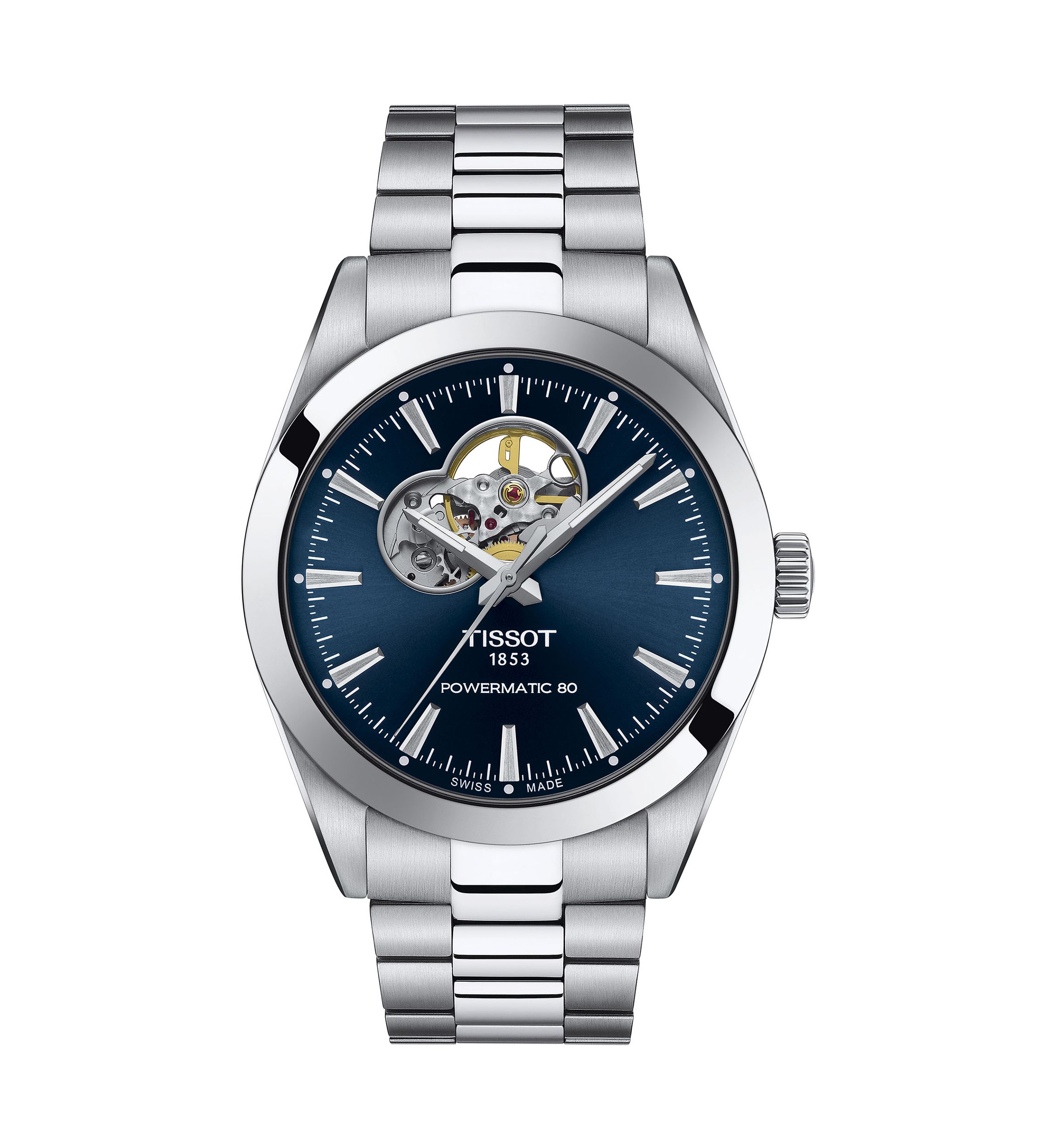 Gentleman Powermatic 80 Open Heart Watch in Stainless Steel