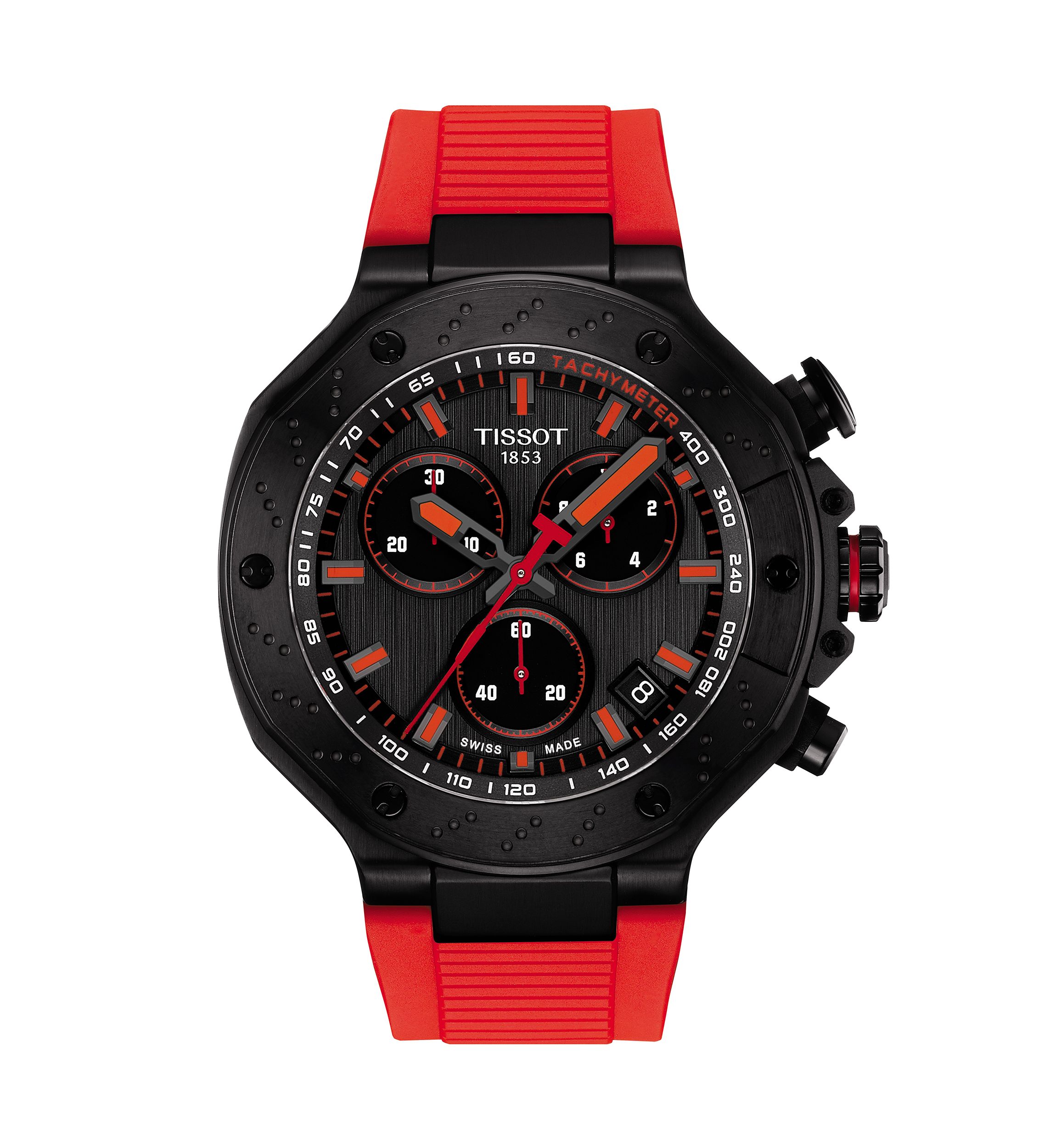 T-Race GTS Red and Black Watch with Chronograph Indices