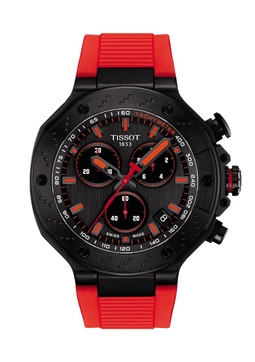 T-Race GTS Red and Black Watch with Chronograph Indices
