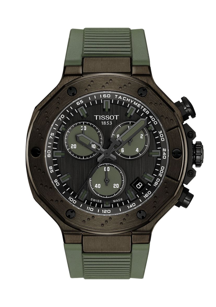 T-Race GTS Green Black Indices Subdials Chronograph Watch