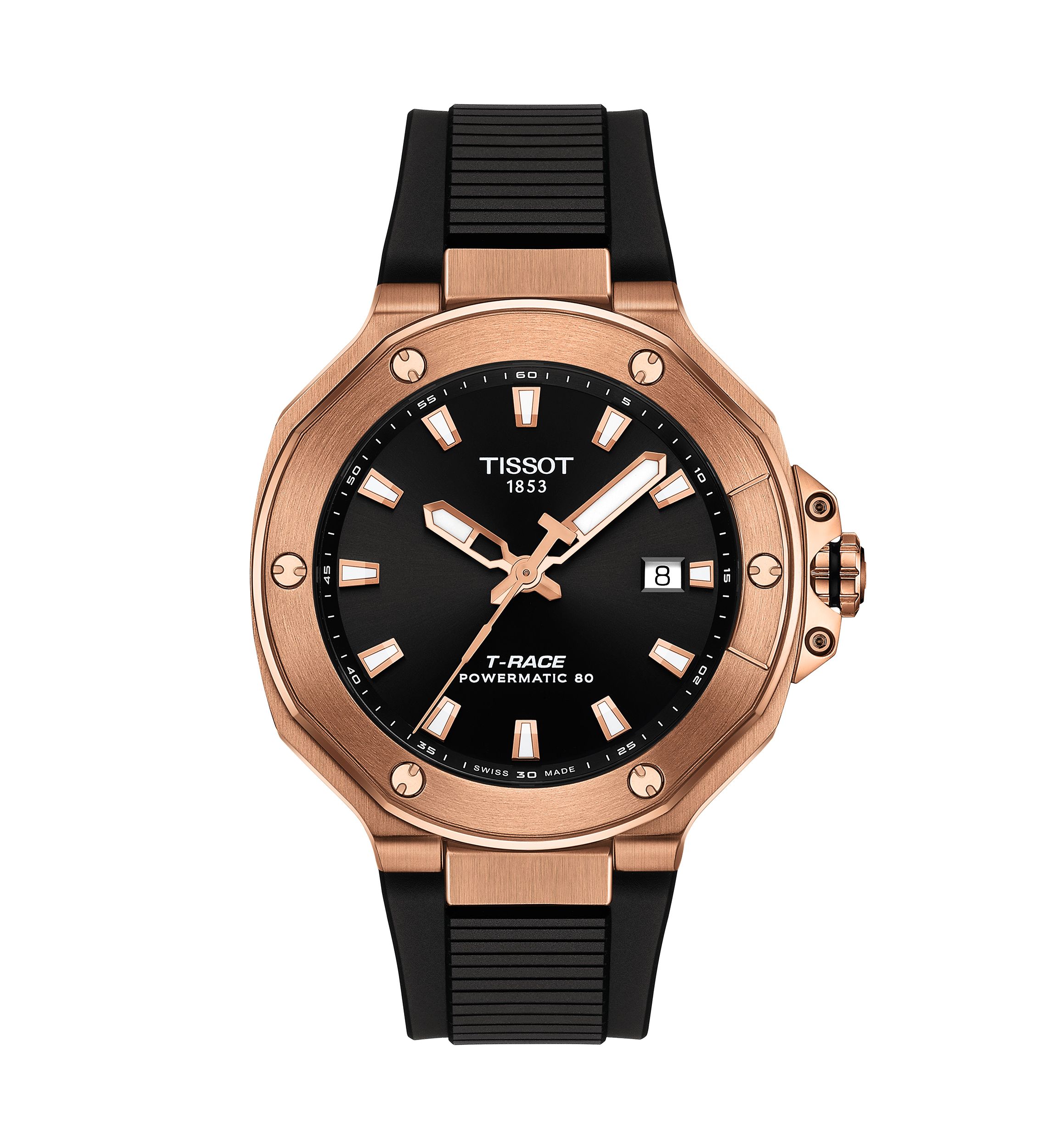 Trace GTS PW80 Nivachron Rose Gold Stainless Steel Black Rubber Watch
