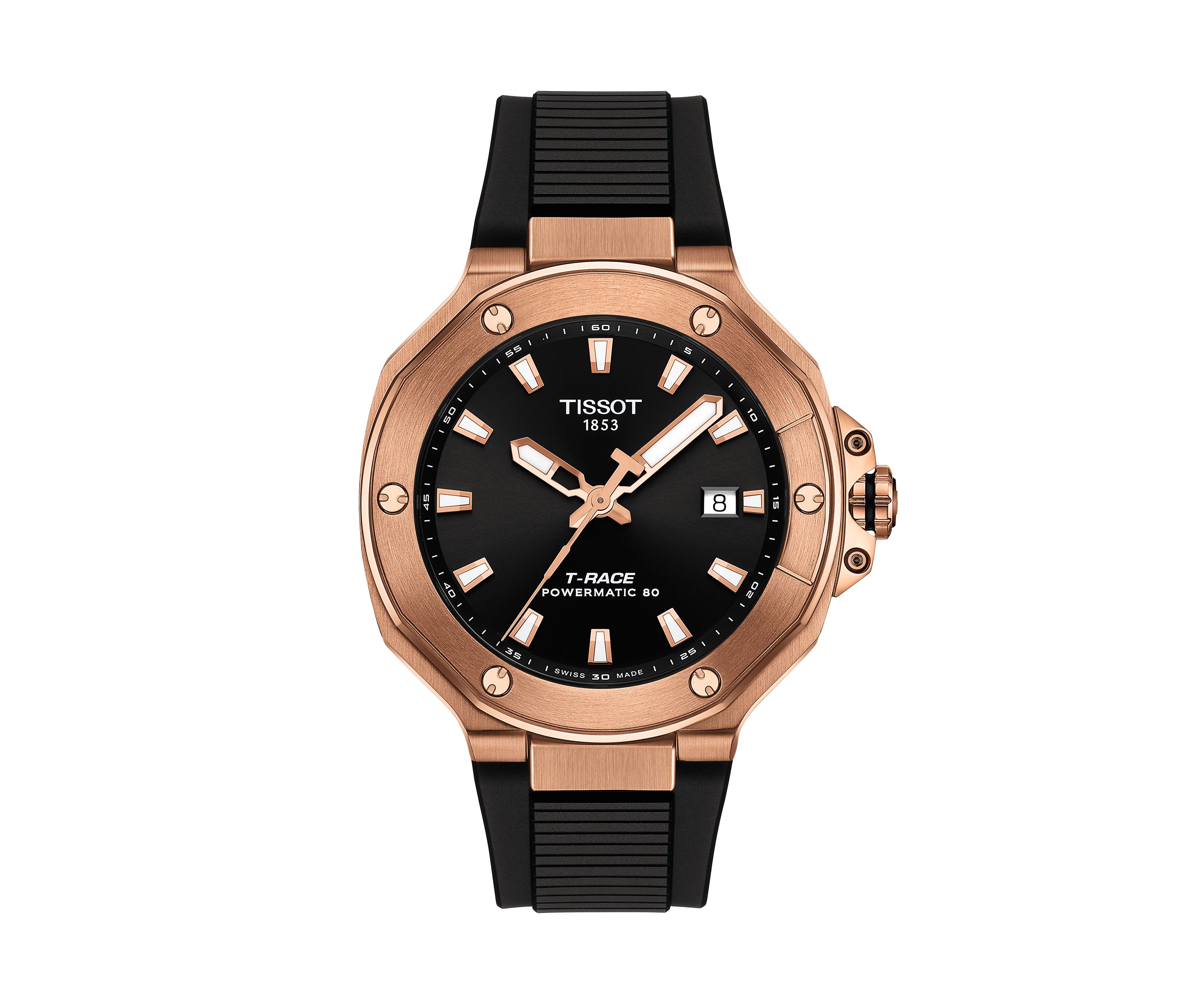 Trace GTS PW80 Nivachron Rose Gold Stainless Steel Black Rubber Watch