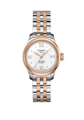 Tissot Women's Two Tone PVD Stainless Steel Swiss Automatic T-Classic Le Locle Diamond Accent Bracelet Watch