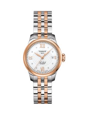 Tissot Women's Two Tone Pvd Stainless Steel Swiss Automatic T-Classic Le Locle Diamond Accent Bracelet Watch