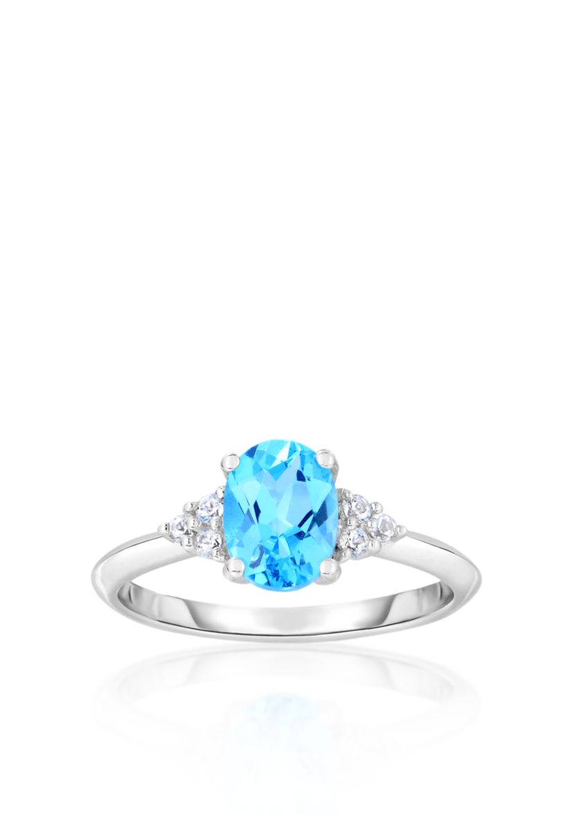 10k White Gold Blue and White Topaz Ring
