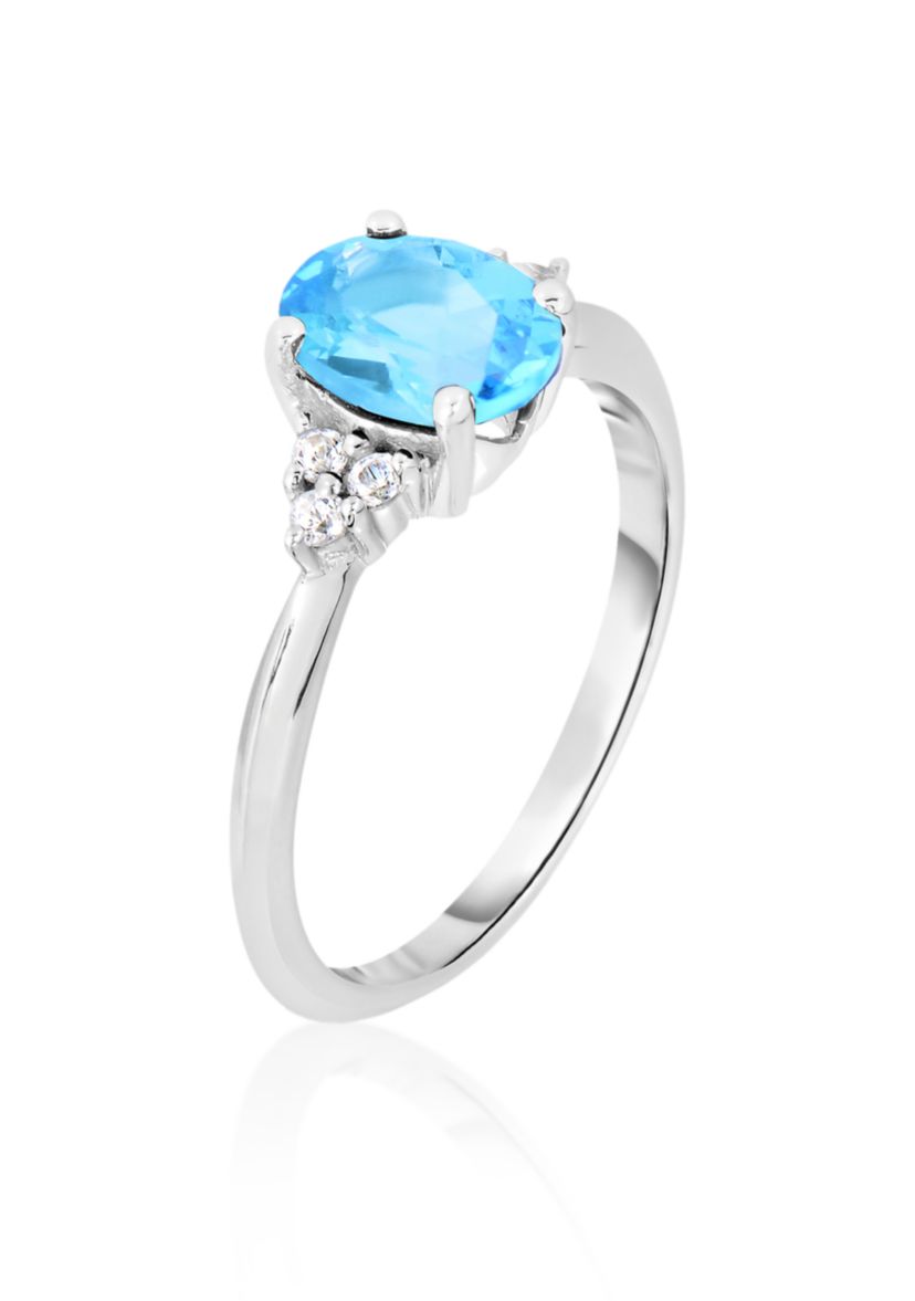 10k White Gold Blue and White Topaz Ring