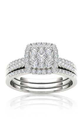 Belk & Co 1/2 ct. t.w. Diamond Engagement Double Band Ring Set in 10k White Gold, 7.5 -  0844340071982