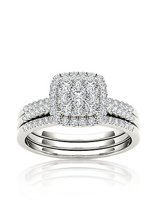 Belk Co 1 2 Ct T W Diamond Engagement Double Band Ring Set In