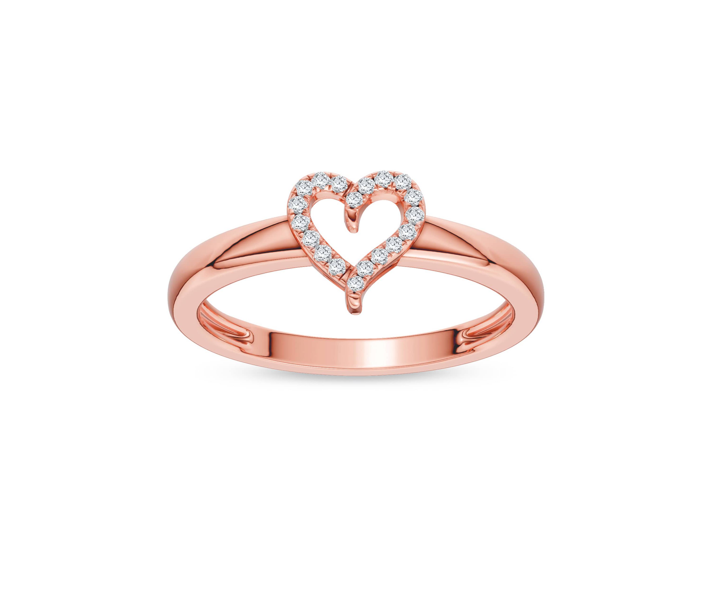 Belk & Co. 1/20 Ct.t.w. Diamond Heart Ring in Rose Gold plated Sterling ...
