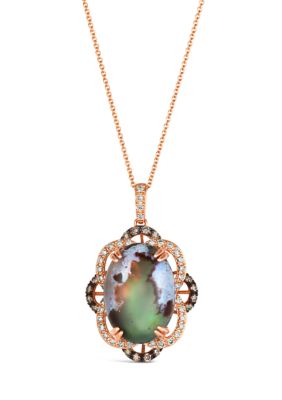 Le Vian 10 Ct. T.w. Peacock Aquapraseâ¢, 1/5 Ct. T.w. Chocolate Diamonds, 1/3 Ct. T.w. Nude Diamondsâ¢ Pendant Necklace In 14K Strawberry Gold