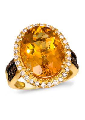 Le Vian Ring Featuring 7.75 Ct. T.w. Cinnamon CitrineÂ®, 1/4 Ct. T.w. Chocolate Diamonds, 1/3 Ct. T.w. Nude Diamondsâ¢ In 14K Honey Gold