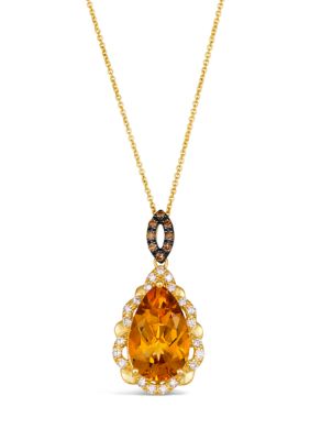 Le Vian Pendant Necklace Featuring 5.2 Ct. T.w. Cinnamon CitrineÂ®, 1/3 Ct. T.w. Nude Diamondsâ¢, 1/10 Ct. T.w. Chocolate Diamonds In 14K Honey Gold