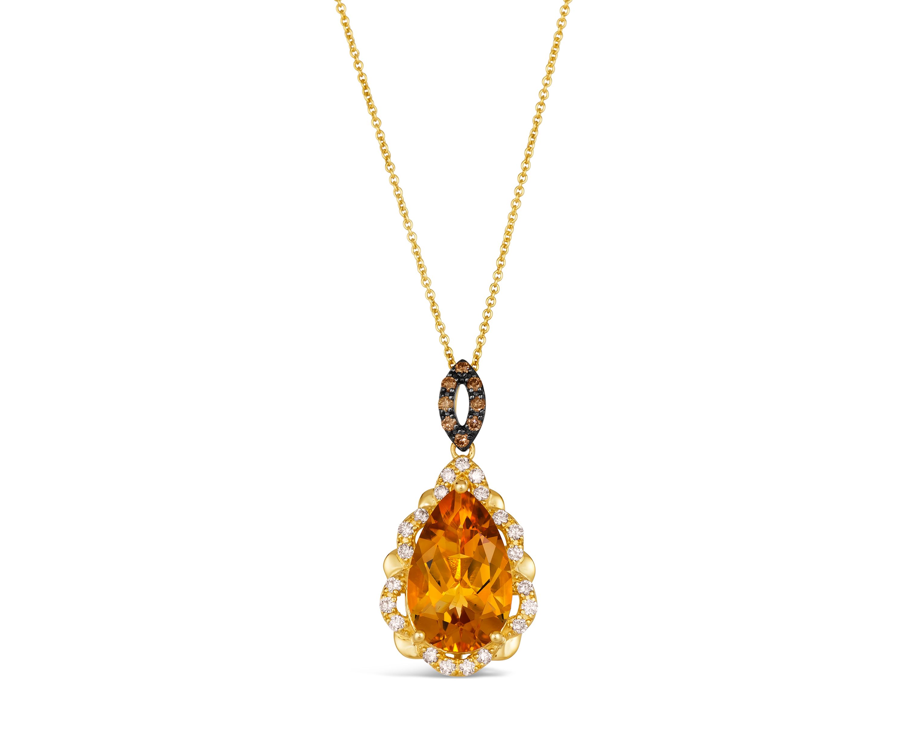 Pendant Necklace featuring 5.2 ct. t.w. Cinnamon Citrine®, 1/3 ct. t.w. Nude Diamonds™, 1/10 ct. t.w. Chocolate Diamonds® in 14K Honey Gold™