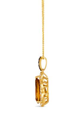 Pendant Necklace featuring 5.2 ct. t.w. Cinnamon Citrine®, 1/3 ct. t.w. Nude Diamonds™, 1/10 ct. t.w. Chocolate Diamonds® in 14K Honey Gold™