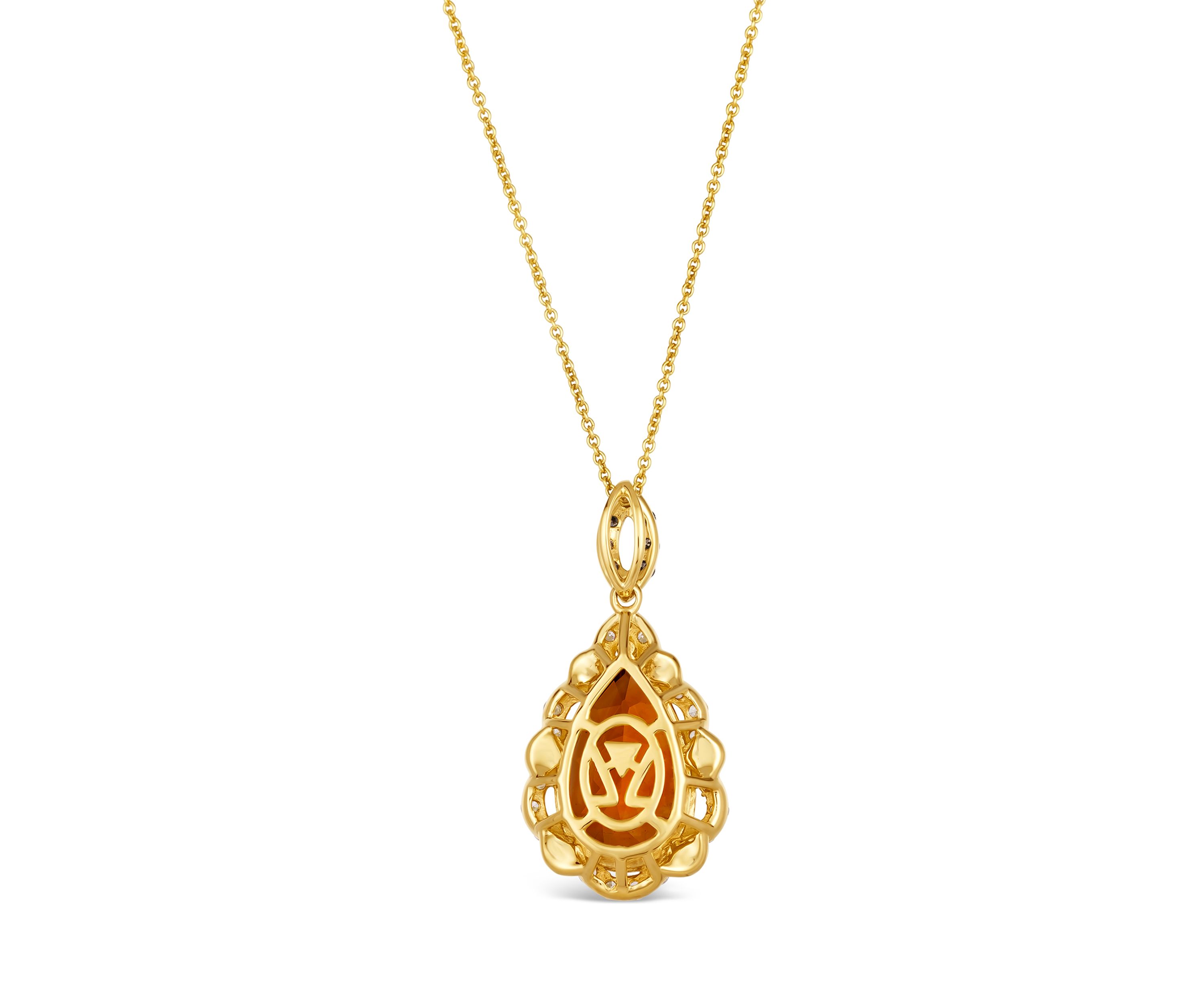 Pendant Necklace featuring 5.2 ct. t.w. Cinnamon Citrine®, 1/3 ct. t.w. Nude Diamonds™, 1/10 ct. t.w. Chocolate Diamonds® in 14K Honey Gold™