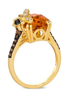 Ring featuring 5 ct. t.w. Cinnamon Citrine®, 1/4 ct. t.w. Chocolate Diamonds®, 1/20 ct. t.w. Nude Diamonds™, Blackberry Diamonds® in 14K Honey Gold™