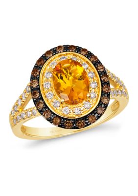 Le Vian Ring Featuring 1 Ct. T.w. Cinnamon CitrineÂ®, 1/4 Ct. T.w. Chocolate Diamonds, 1/4 Ct. T.w. Nude Diamondsâ¢ In 14K Honey Gold