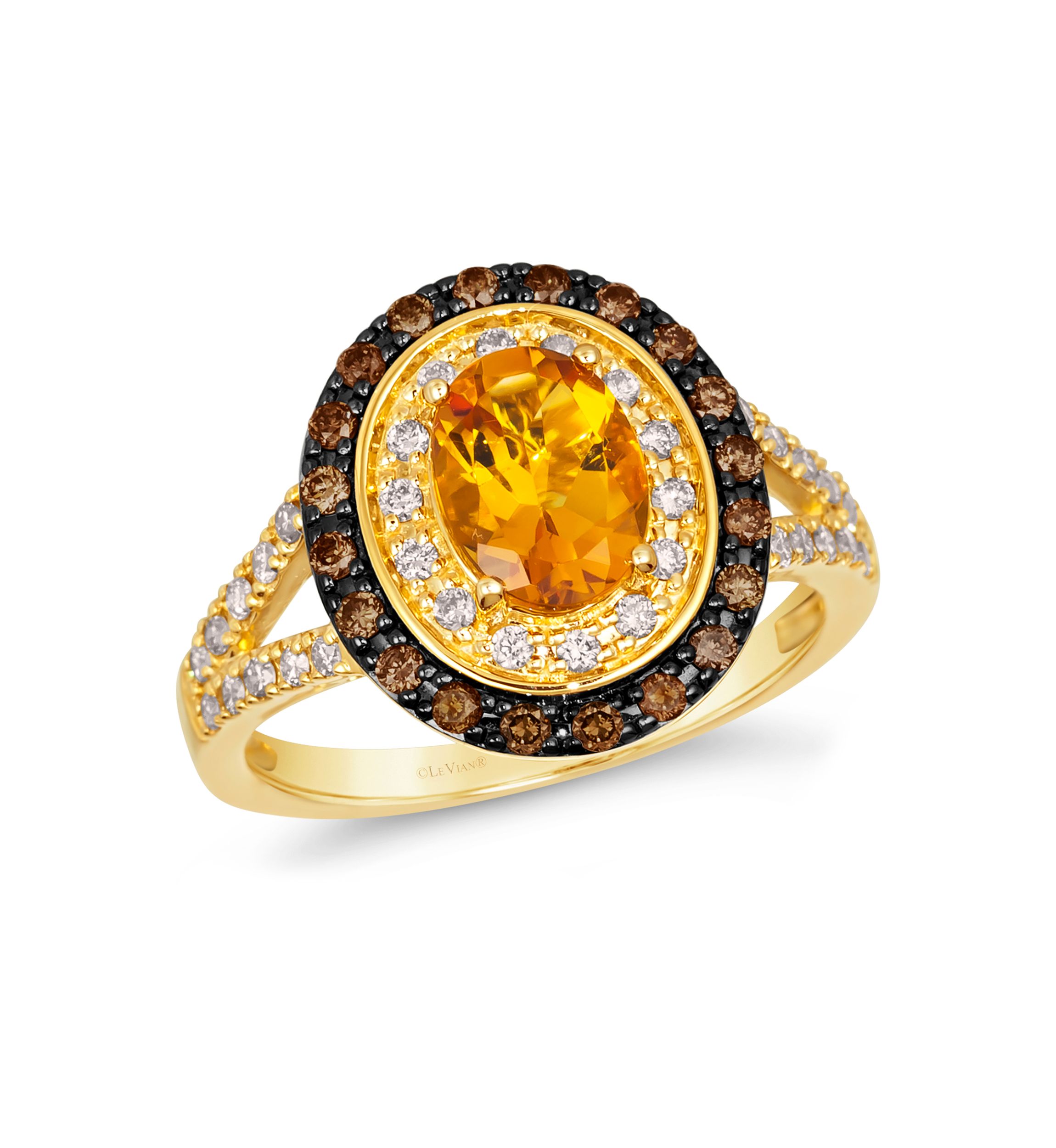  Ring featuring 1 ct. t.w. Cinnamon Citrine®, 1/4 ct. t.w. Chocolate Diamonds®, 1/4 ct. t.w. Nude Diamonds™ in 14K Honey Gold™
