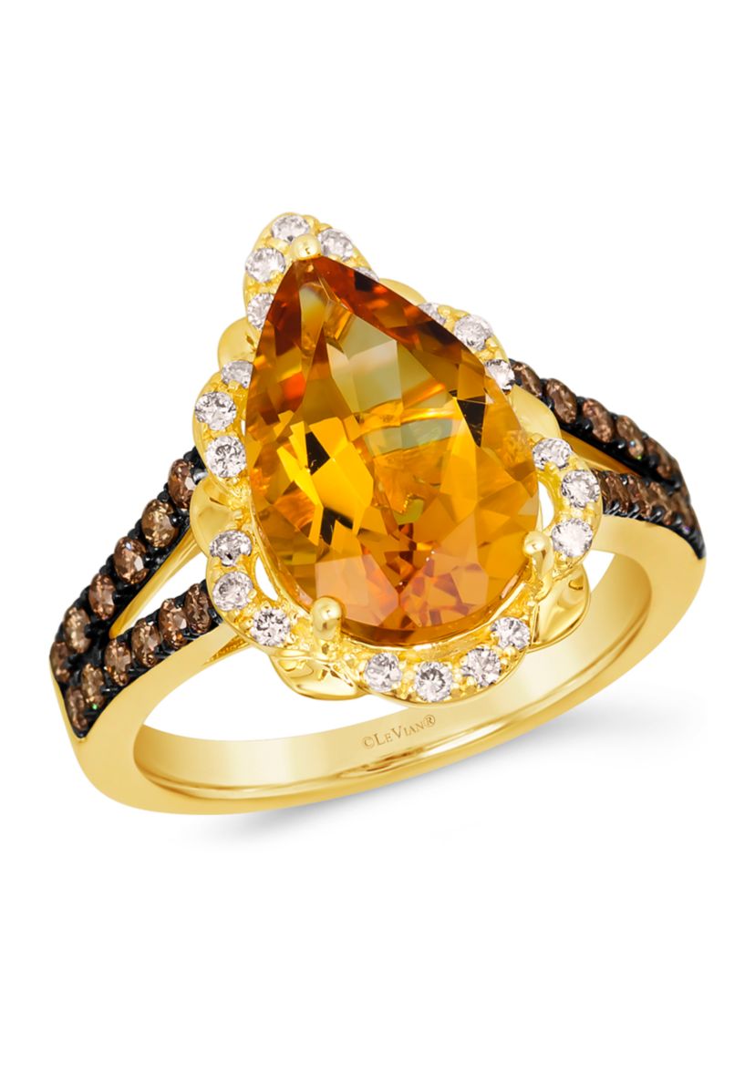 Ring featuring 3.75 ct. t.w. Cinnamon Citrine®, 1/3 ct. t.w. Chocolate Diamonds®, 1/5 ct. t.w. Nude Diamonds™ in 14K Honey Gold™