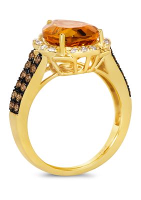 Ring featuring 3.75 ct. t.w. Cinnamon Citrine®, 1/3 ct. t.w. Chocolate Diamonds®, 1/5 ct. t.w. Nude Diamonds™ in 14K Honey Gold™