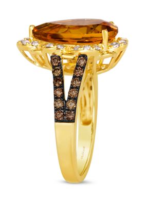 Ring featuring 3.75 ct. t.w. Cinnamon Citrine®, 1/3 ct. t.w. Chocolate Diamonds®, 1/5 ct. t.w. Nude Diamonds™ in 14K Honey Gold™