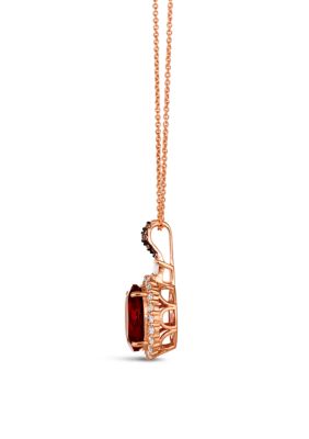  Chocolatier® Pendant featuring 4 ct. t.w. Raspberry Rhodolite®, 1/3 ct. t.w. Vanilla Diamonds®, Chocolate Diamonds® set in 14K Strawberry Gold®