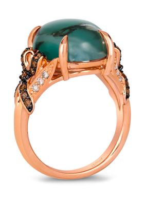 Ring featuring 7.25 ct. t.w. Peacock Aquaprase™, 1/4 ct. t.w. Chocolate Diamonds®, 1/10 ct. t.w. Nude Diamonds™  in 14K Strawberry Gold®