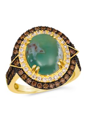 Le Vian Ring Featuring 3.5 Ct. T.w. Peacock Aquapraseâ¢, 5/8 Ct. T.w. Chocolate Diamonds, 1/5 Ct. T.w. Nude Diamondsâ¢ In 14K Honey Gold