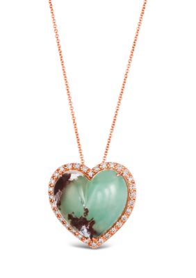 Heart Pendant Necklace featuring 12.63 ct. t.w. Peacock Aquaprase™, 1/3 ct. t.w. Nude Diamonds™  in 14K Strawberry Gold®