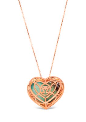 Heart Pendant Necklace featuring 12.63 ct. t.w. Peacock Aquaprase™, 1/3 ct. t.w. Nude Diamonds™  in 14K Strawberry Gold®