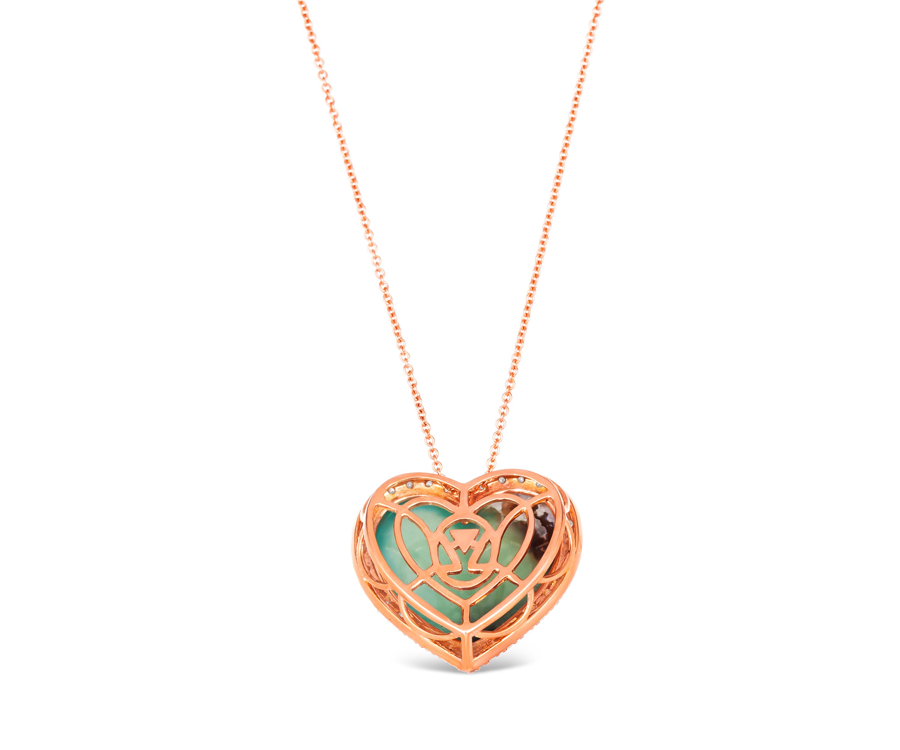 Heart Pendant Necklace featuring 12.63 ct. t.w. Peacock Aquaprase™, 1/3 ct. t.w. Nude Diamonds™  in 14K Strawberry Gold®