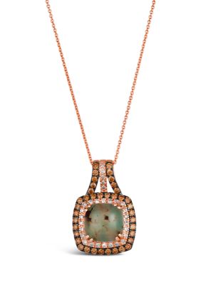 Le Vian Pendant Necklace Featuring 3.33 Ct. T.w. Peacock Aquapraseâ¢, 5/8 Ct. T.w. Chocolate Diamonds, 1/4 Ct. T.w. Nude Diamondsâ¢ In 14K