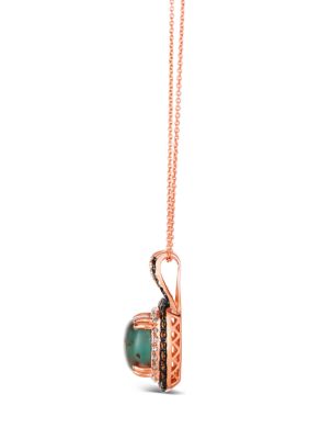 Pendant Necklace featuring 3.33 ct. t.w. Peacock Aquaprase™, 5/8 ct. t.w. Chocolate Diamonds®, 1/4 ct. t.w. Nude Diamonds™ in 14K Strawberry Gold®