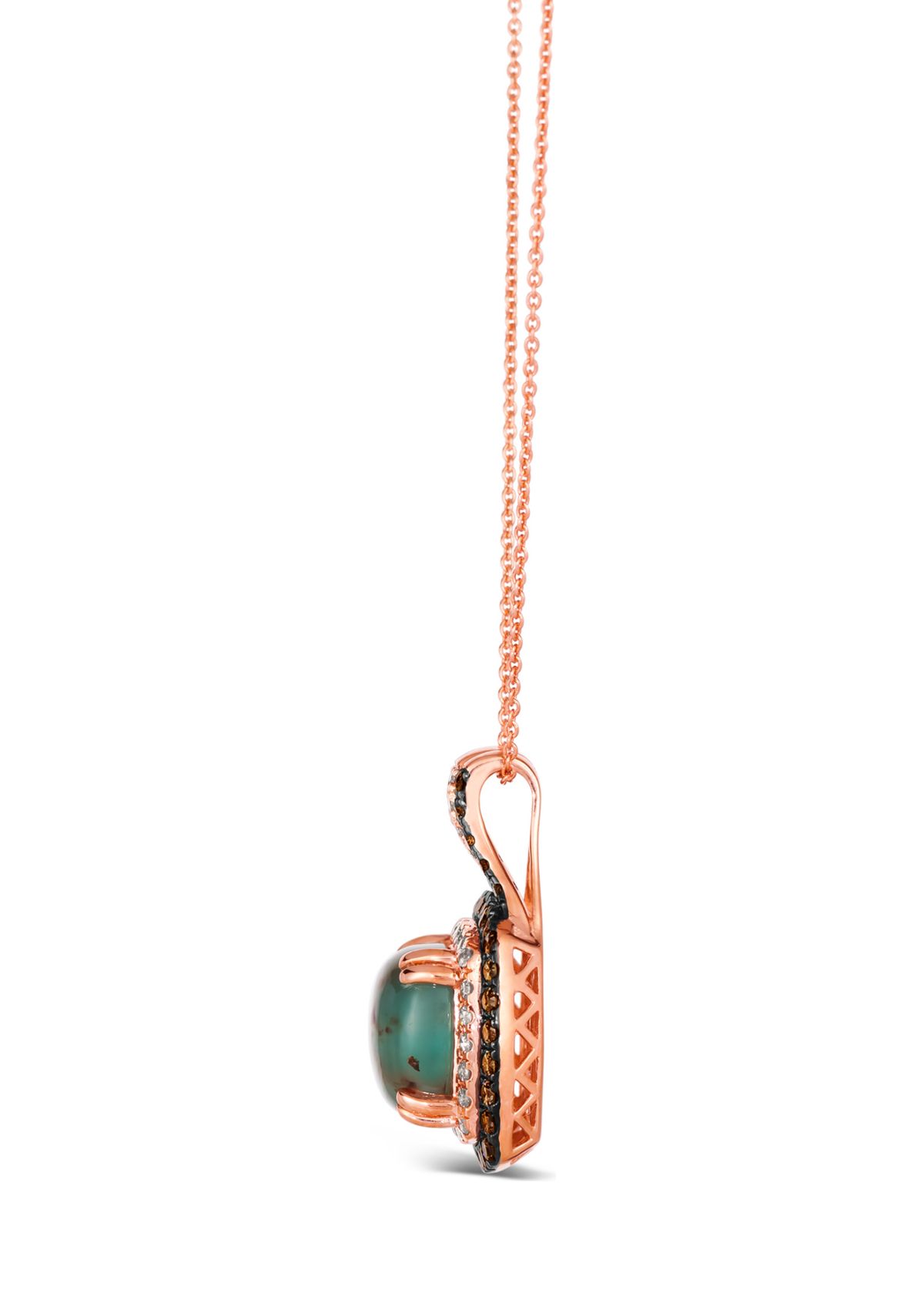 Pendant Necklace featuring 3.33 ct. t.w. Peacock Aquaprase™, 5/8 ct. t.w. Chocolate Diamonds®, 1/4 ct. t.w. Nude Diamonds™ in 14K Strawberry Gold®