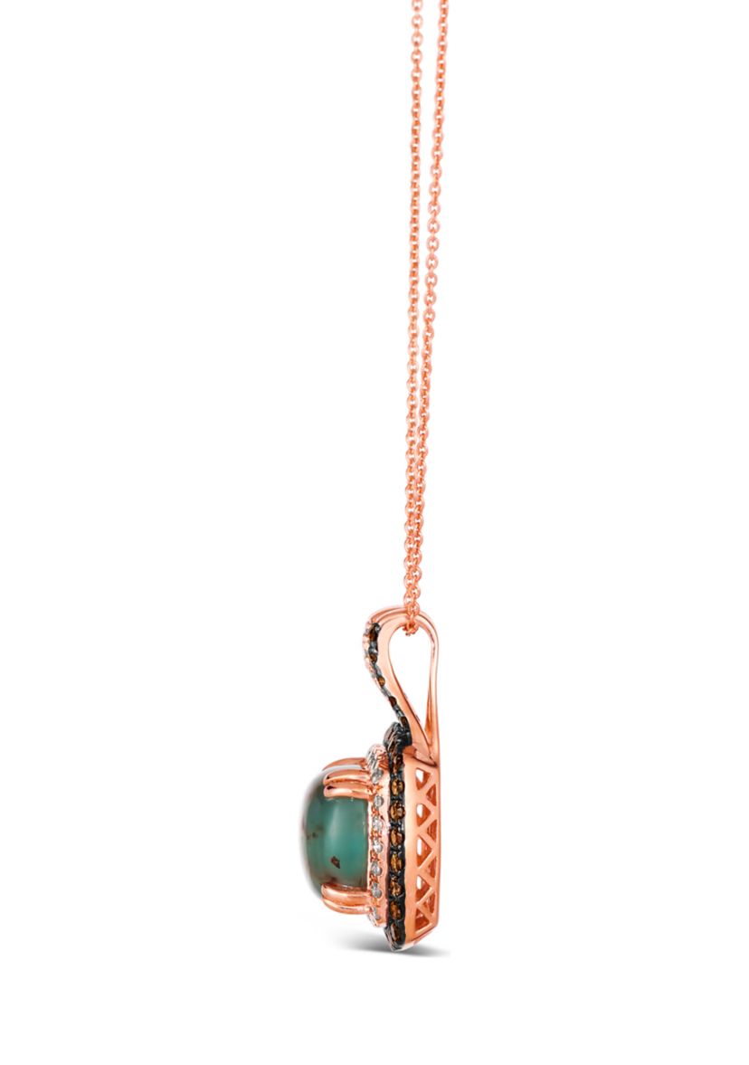 Pendant Necklace featuring 3.33 ct. t.w. Peacock Aquaprase™, 5/8 ct. t.w. Chocolate Diamonds®, 1/4 ct. t.w. Nude Diamonds™ in 14K Strawberry Gold®