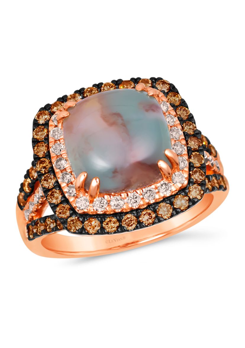 3.37 ct. t.w. Peacock Aquaprase™, 5/8 ct. t.w. Chocolate Diamonds®, 1/3 ct. t.w. Nude Diamonds™ Ring in 14K Strawberry Gold®
