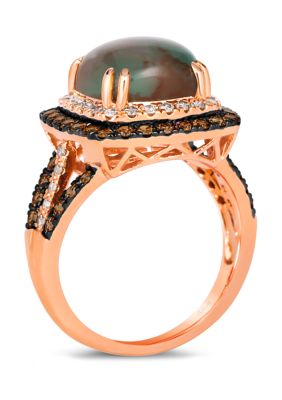 3.37 ct. t.w. Peacock Aquaprase™, 5/8 ct. t.w. Chocolate Diamonds®, 1/3 ct. t.w. Nude Diamonds™ Ring in 14K Strawberry Gold®