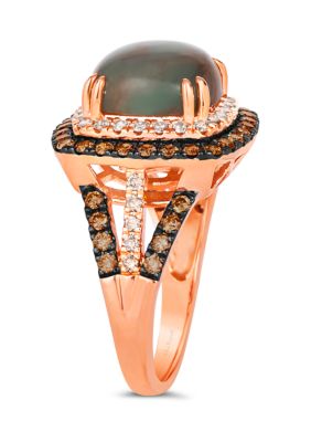3.37 ct. t.w. Peacock Aquaprase™, 5/8 ct. t.w. Chocolate Diamonds®, 1/3 ct. t.w. Nude Diamonds™ Ring in 14K Strawberry Gold®