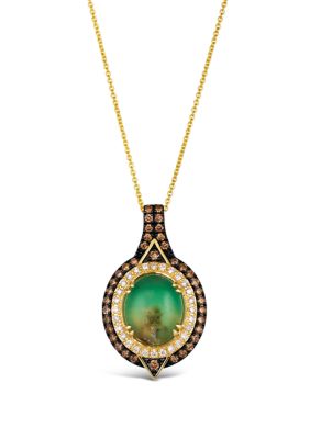 Le Vian Pendant Necklace Featuring 3.5 Ct. T.w.. Peacock Aquapraseâ¢, 3/8 Ct. T.w. Chocolate Diamonds, 1/4 Ct. T.w. Nude Diamondsâ¢ Set In 14K