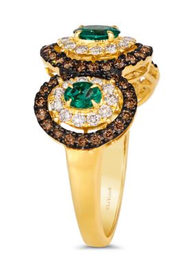  Ring featuring 5/8 ct. t.w. Costa Smeralda Emeralds™, 3/8 ct. t.w. Nude Diamonds™, 3/8 ct. t.w. Chocolate Diamonds®  in 14K Honey Gold™