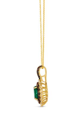 Pendant Necklace featuring 1.3 ct. t.w. Costa Smeralda Emeralds™, 3/4 ct. t.w. Chocolate Diamonds®, 3/8 ct. t.w. Nude Diamonds™  in 14K Honey Gold™