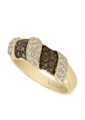 Chocolatier® 1/3 ct. t.w. Chocolate Diamonds® & 3/8 ct. t.w. Vanilla Diamonds™ Ring in 14k Honey Gold™