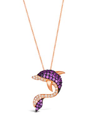 Pendant Necklace featuring 3/4 ct. t.w. Bubble Gum Pink Sapphire™, 1/3 ct. t.w. Nude Diamonds™, Blackberry Diamonds® in 14K Strawberry Gold®