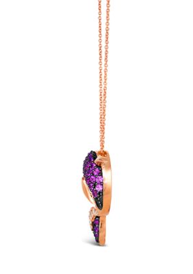 Pendant Necklace featuring 3/4 ct. t.w. Bubble Gum Pink Sapphire™, 1/3 ct. t.w. Nude Diamonds™, Blackberry Diamonds® in 14K Strawberry Gold®
