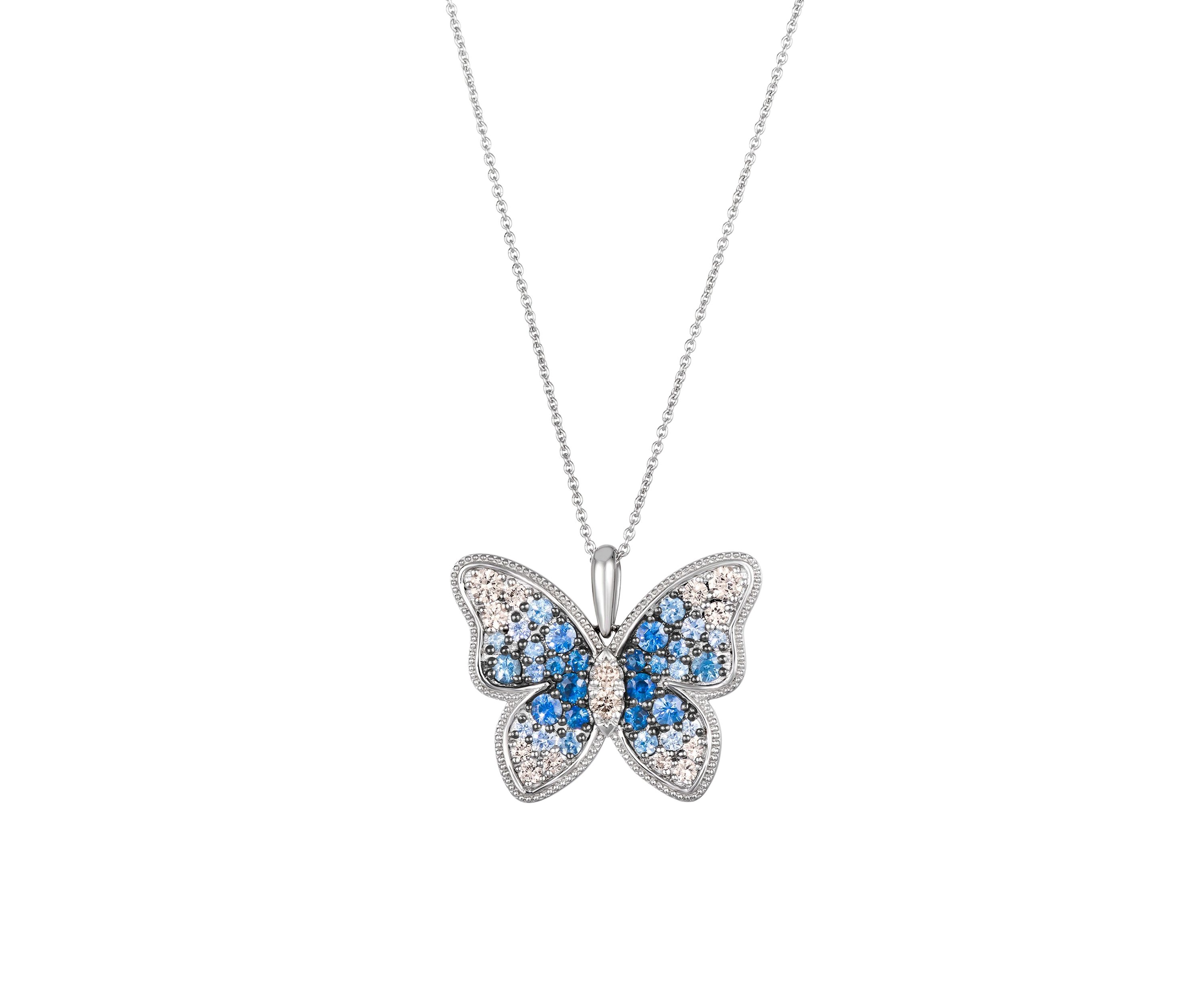 Le Vian® Ombre Pendant Necklace featuring 1.13 ct. t.w. Denim Ombré®, 3/8  ct. t.w. White Sapphire, 1/15 ct. t.w. Nude Diamonds™ in 14K Vanilla Gold®